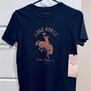 NWT Sundance Women’s Black Lone Horse Short Sleeve Tee